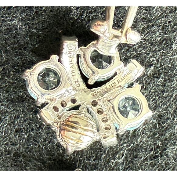 JUDITH RIPKA Blue Topaz & CZ Clip-On Earrings – SS 925 – Non-Pierced Clip Style - Picture 6 of 6